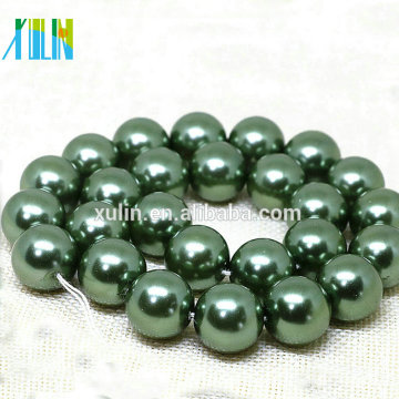 14mm Deep Shell verde perla redonda piedras preciosas DIY que hace la joyería perlas